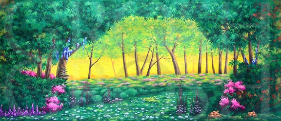 Green Fantasy Forest Backdrop Projection 