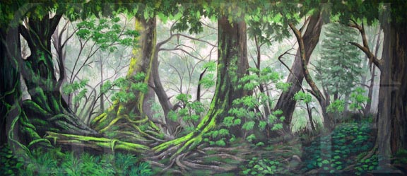 Dense Forest with Large Trees Backdrop Projection
