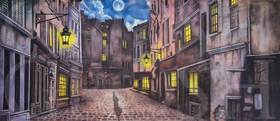 Christmas Carol European Street Backdrop Projection