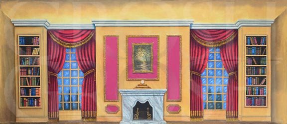 Christmas Carol Victorian Parlor Interior Backdrop Projection