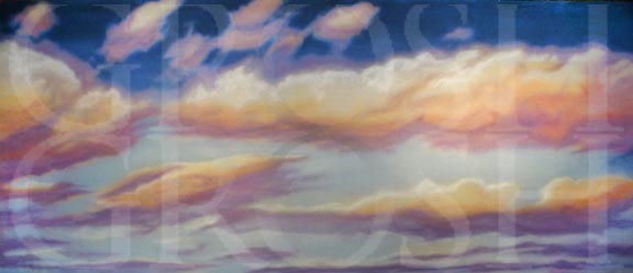 Fiddler on the Roof sky with colorful clouds backdrop projection