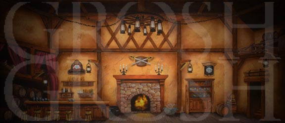 Fiddler on the Roof tavern backdrop projection