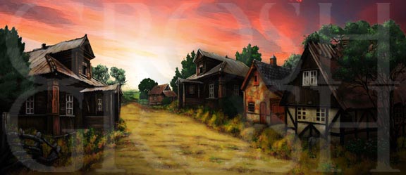 Fiddler on the Roof village 2 backdrop projection