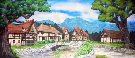Fiddler on the Roof village backdrop projection