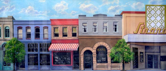 Hairspray Small Town Street Backdrop Projection