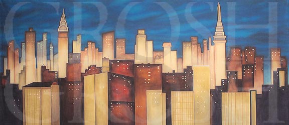 Hairspray Stylized New York Skyline Backdrop Projection