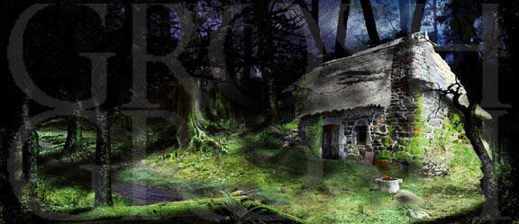 Into the Woods Jack's house exterior backdrop projection