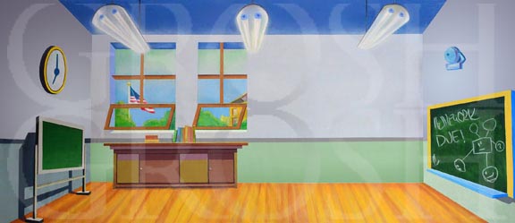 Legally Blonde classroom backdrop projection
