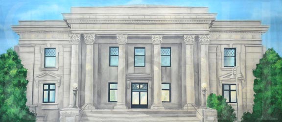 Legally Blonde courthouse exterior backdrop projection