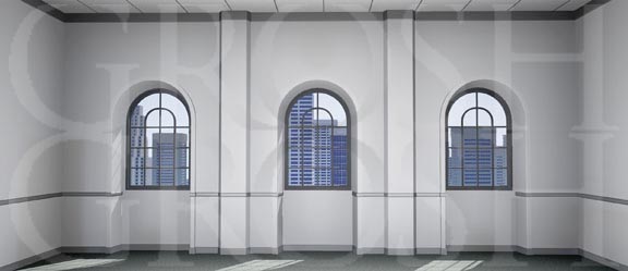 Legally Blonde office interior backdrop projection