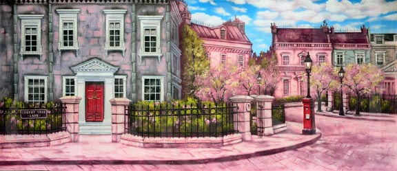Mary Poppins Cherry Tree Lane Backdrop Projection