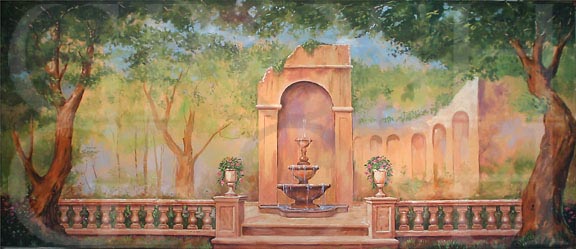 Sound of Music Garden With Fountain Backdrop Projection