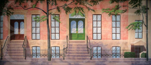 West Side New York Brownstone Backdrop Projection